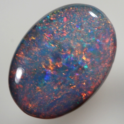 SOLID BLACK OPAL Bright Floral Harlequin pattern, red / blue combination - rare! SEE VIDEO
